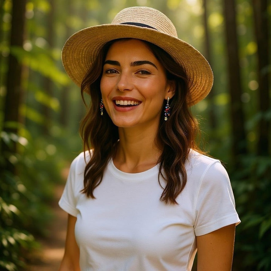 Multicolour Cluster Earrings, with tear drop- Upcycled Ltd Edition