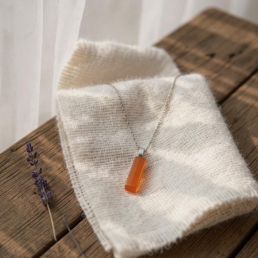 Minimal Glass Bar Pendant, Orange - jewellery - Eclectic Blue Studio
