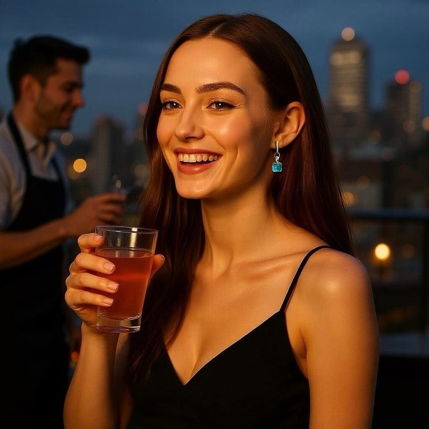 Minimal Square Bar Stud Earrings, Blues