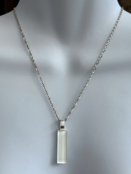 Minimal Glass Bar Pendant, White