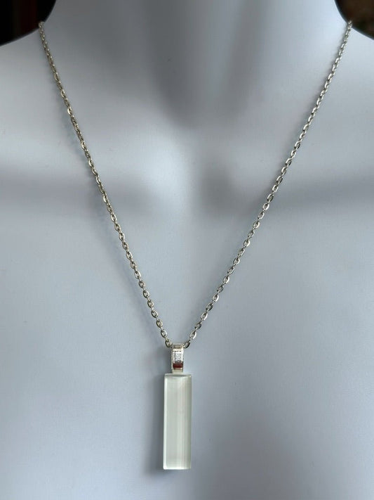 Minimal Glass Bar Pendant, White - jewellery - Eclectic Blue Studio