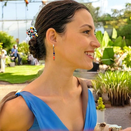 Multicolour Cluster Hair Pin - Upcycled Limited Edition - jewellery - Eclectic Blue Studio