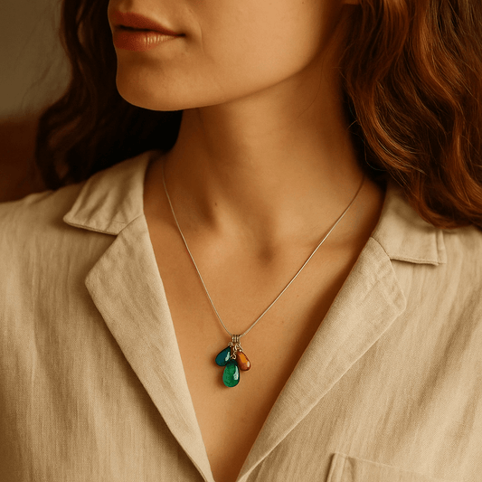 Teardrop Charms Pendant Necklace - jewellery - Eclectic Blue Studio