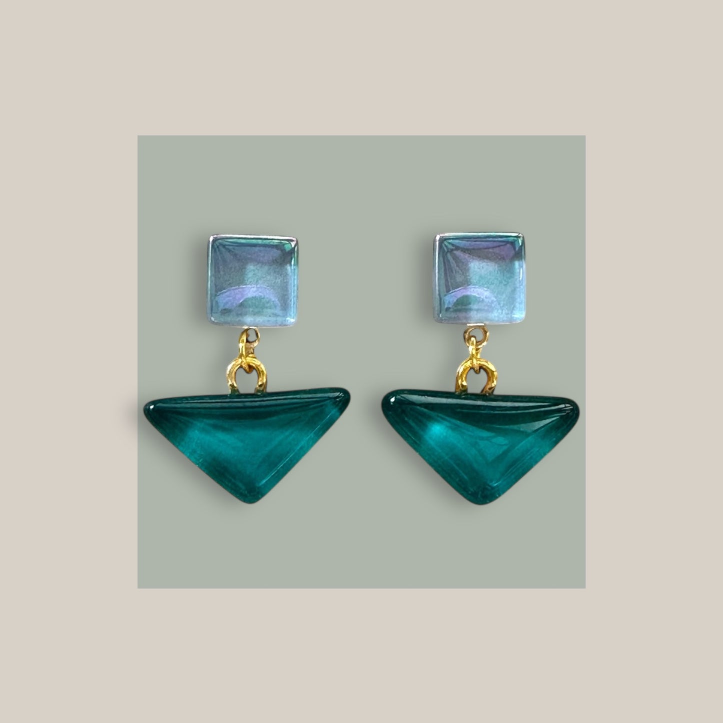 Triangle & Square Glass Stud Earrings