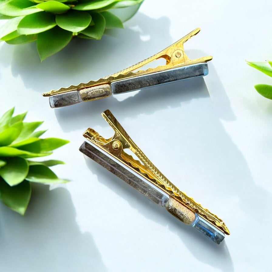 Multicoloured Glass Hair Clips, in Pink, Blue and Gold