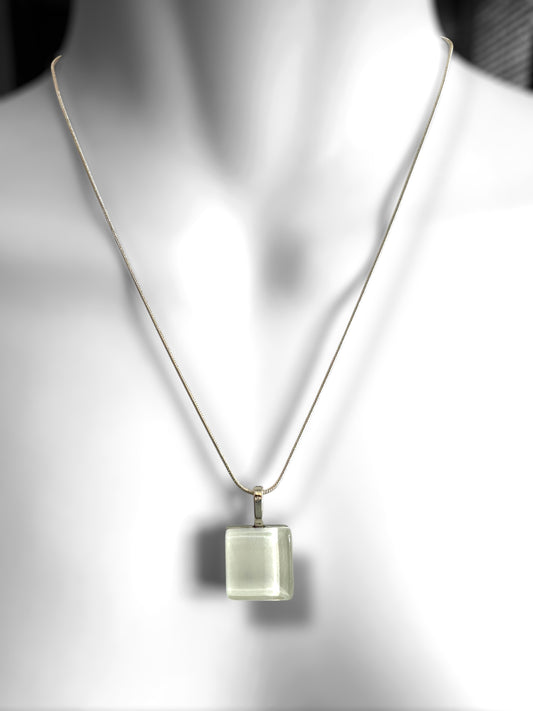 Minimal Square Glass Pendant, White