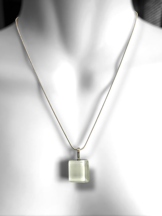 Minimal Square Glass Pendant, White - jewellery - Eclectic Blue Studio
