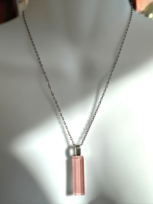 Minimal Glass Bar Pendant, Pink - jewellery - Eclectic Blue Studio