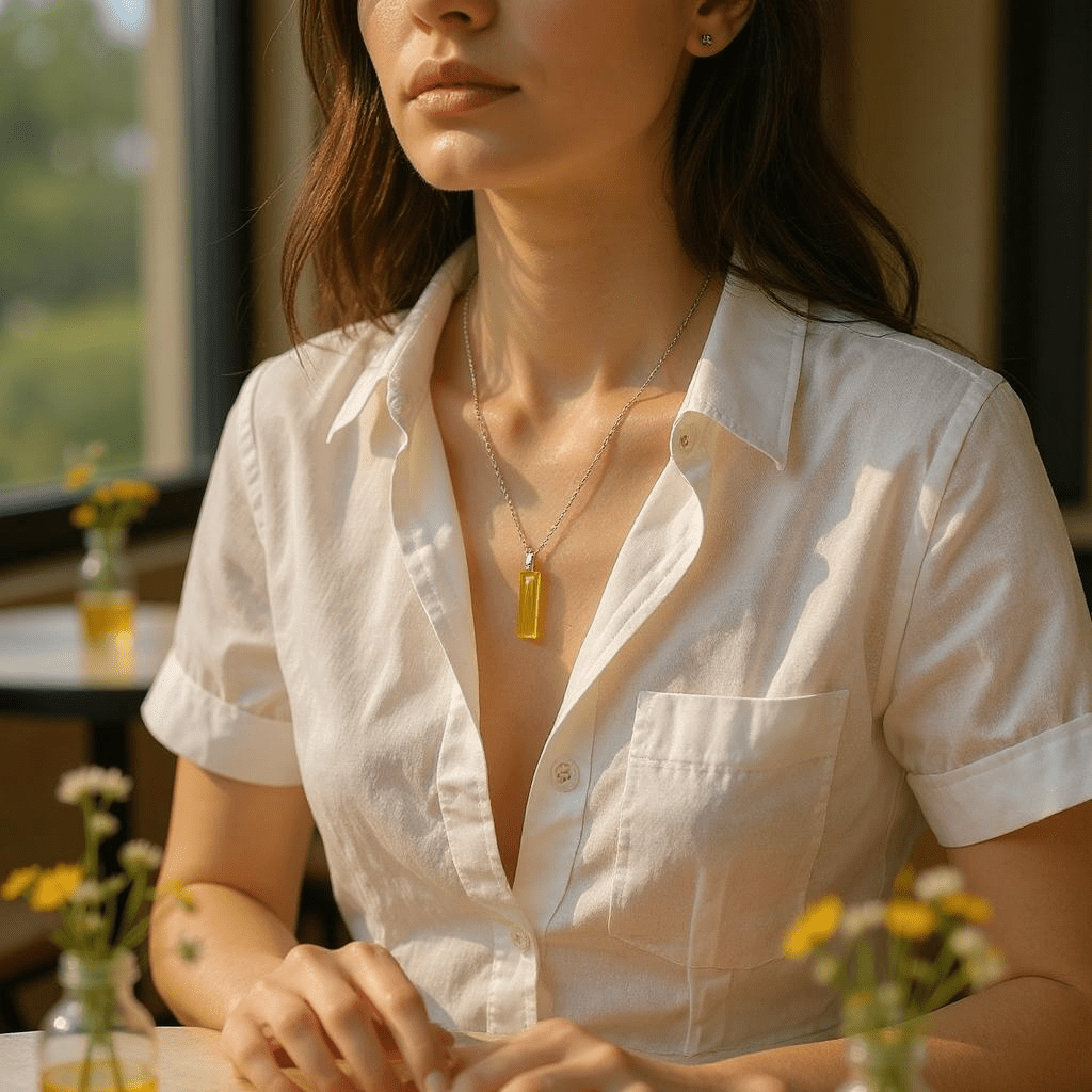 Minimal Glass Bar Pendant, Yellow - jewellery - Eclectic Blue Studio