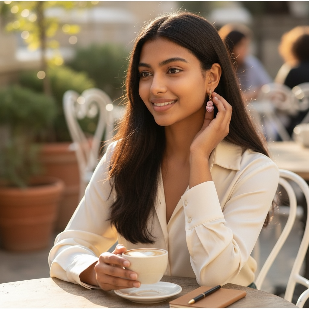 Sacred Heart Ceramic Loop Earrings - Pink