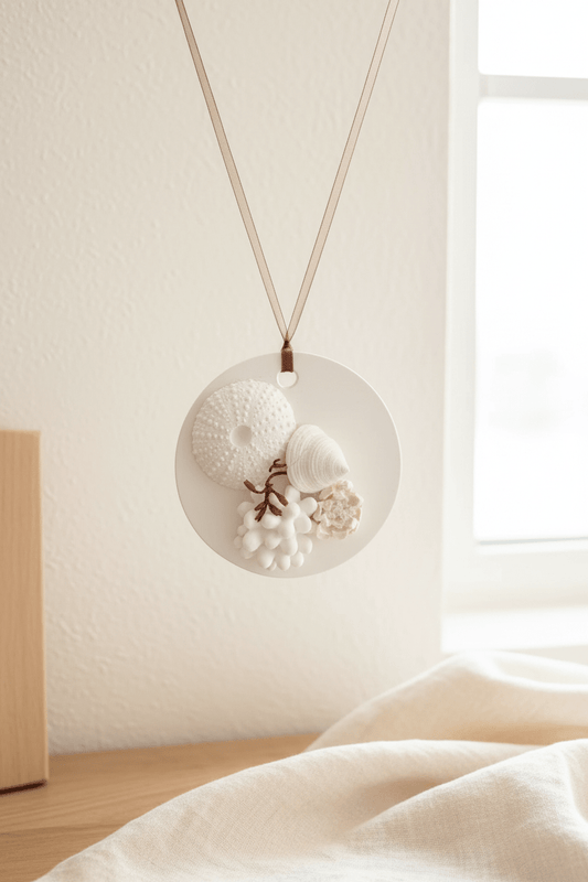Seaside Treasure II — Medium Circular Coastal Cast Wall Hanging - Sculptures & Statuettes - Eclectic Blue Studio