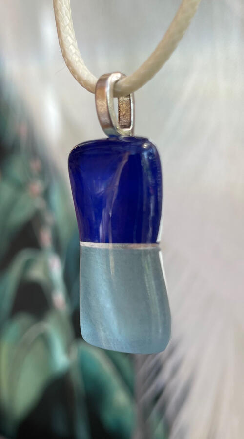 Two Blues Rectangular Fused Glass Pendant