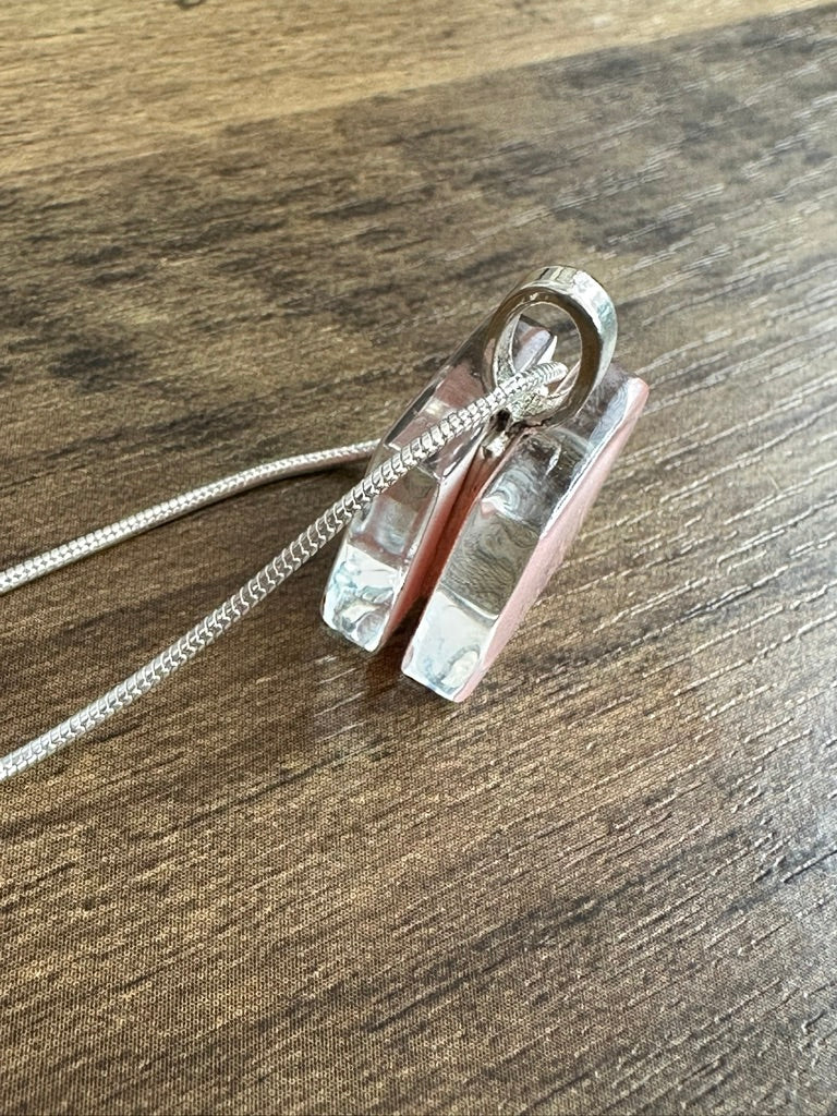 Minimal Square Glass Pendant, Pink