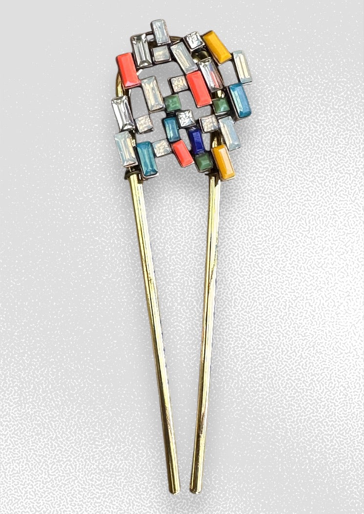 Multicolour Cluster Hair Pin - Upcycled Limited Edition