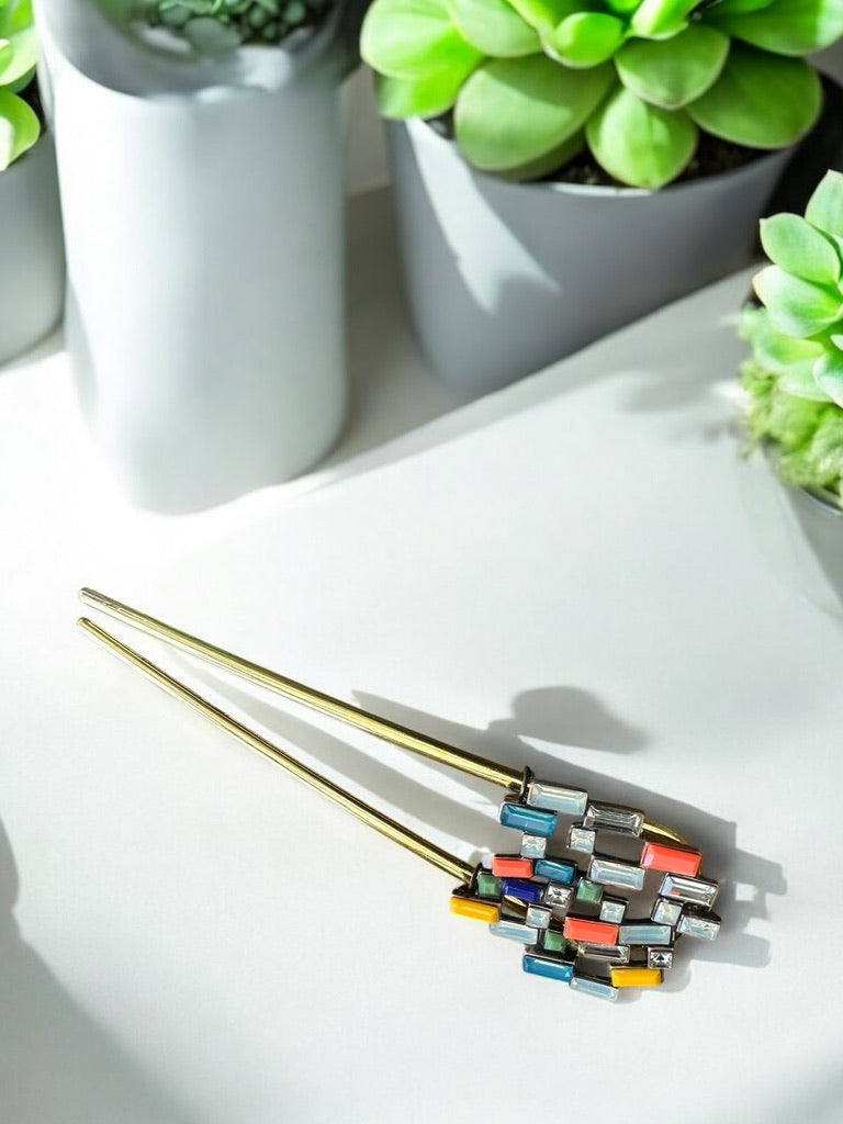 Multicolour Cluster Hair Pin - Upcycled Limited Edition