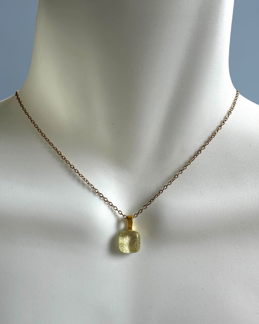 Shimmery Glass Pendant Necklace — Champagne, Petite - Necklace - Eclectic Blue Studio