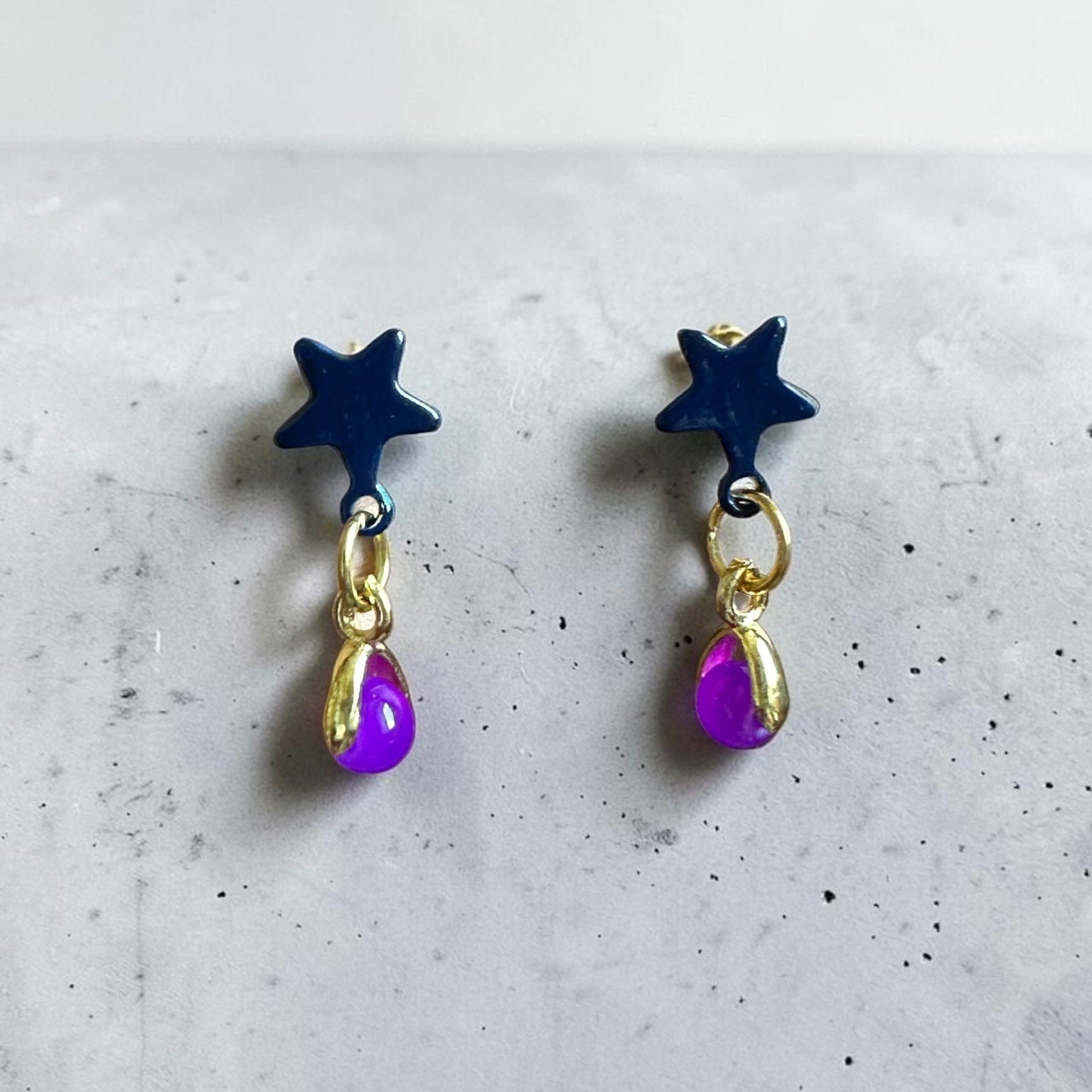 Little Star Hand Painted Glass Earrings - Earrings - Eclectic Blue Studio