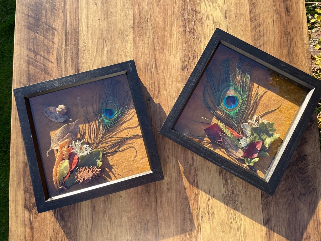 Peacock & Velvet Still Natures — Framed Botanical Art - Visual Artwork - Eclectic Blue Studio