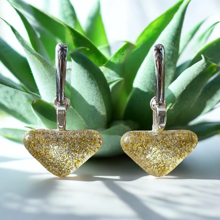 Minimal Glass Triangle Bar Stud Earrings, Yellows