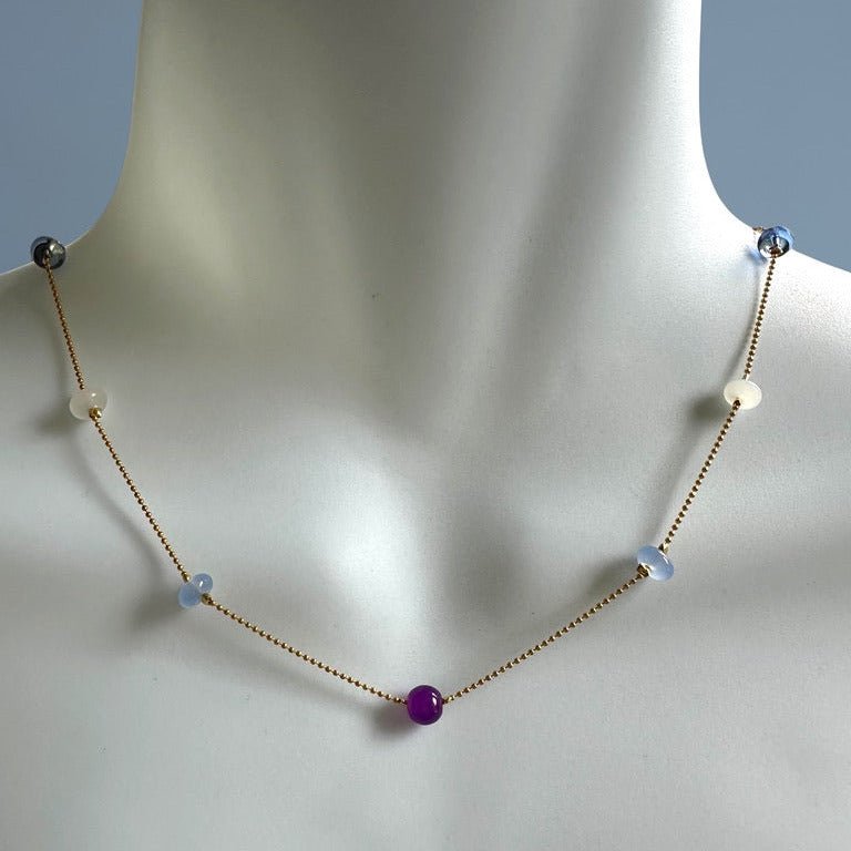 Delicate Glass Bead Constellation Necklace — Purple & Blue - Necklace - Eclectic Blue Studio