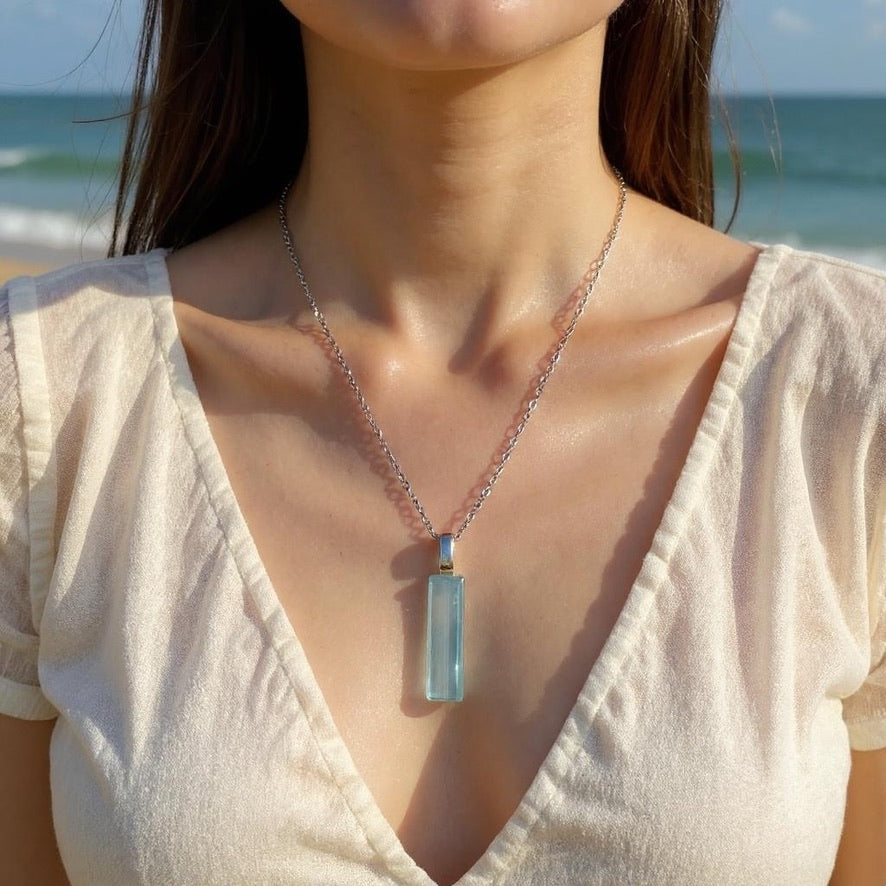 Minimal Glass Bar Pendant, Blues