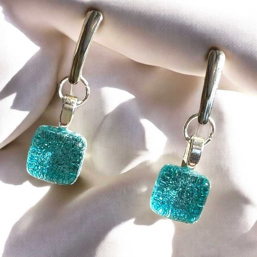 Minimal Square Bar Stud Earrings, Blues