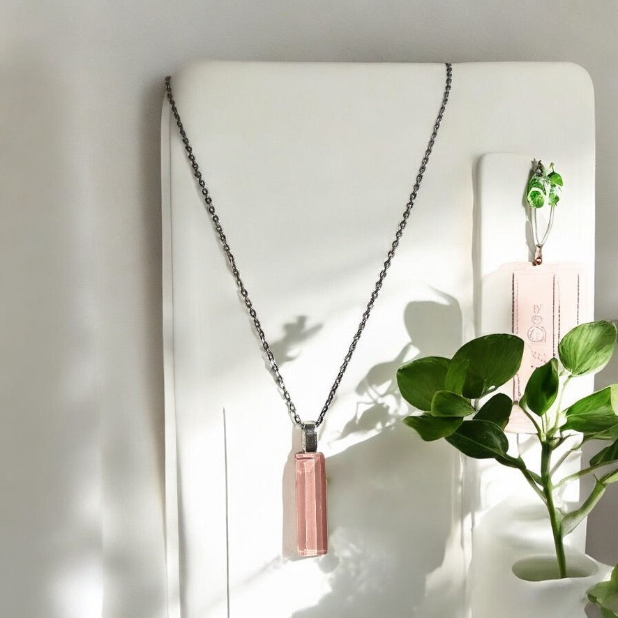 Minimal Glass Bar Pendant, Pink