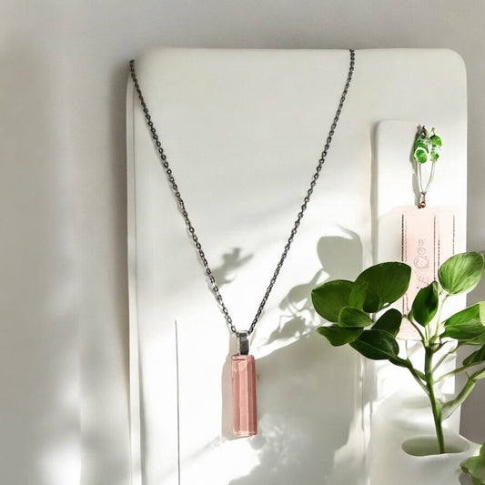 Minimal Glass Bar Pendant, Pink