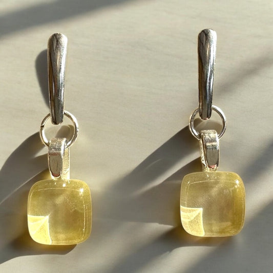 Minimal Square Bar Stud Earrings, Yellows