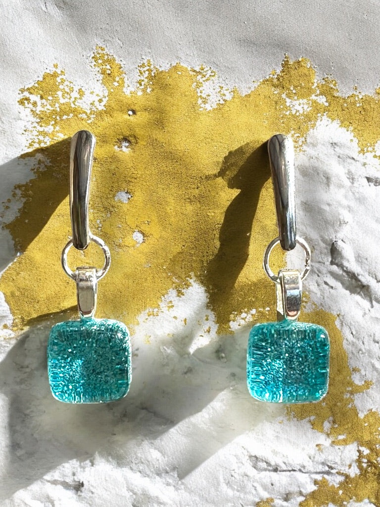 Minimal Square Bar Stud Earrings, Blues