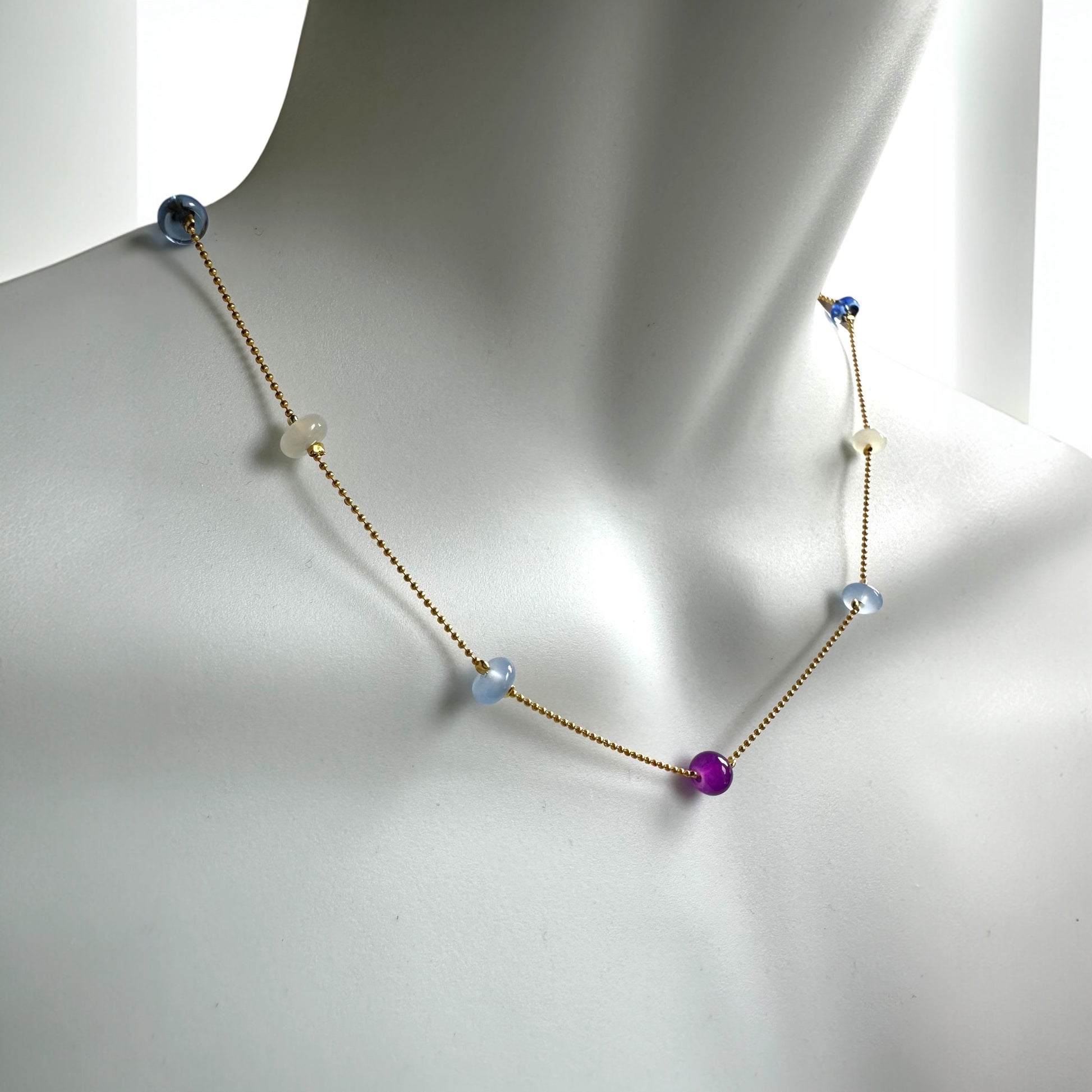 Delicate Glass Bead Constellation Necklace — Purple & Blue - Necklace - Eclectic Blue Studio