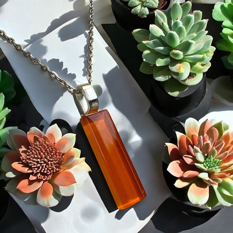 Minimal Glass Bar Pendant, Orange