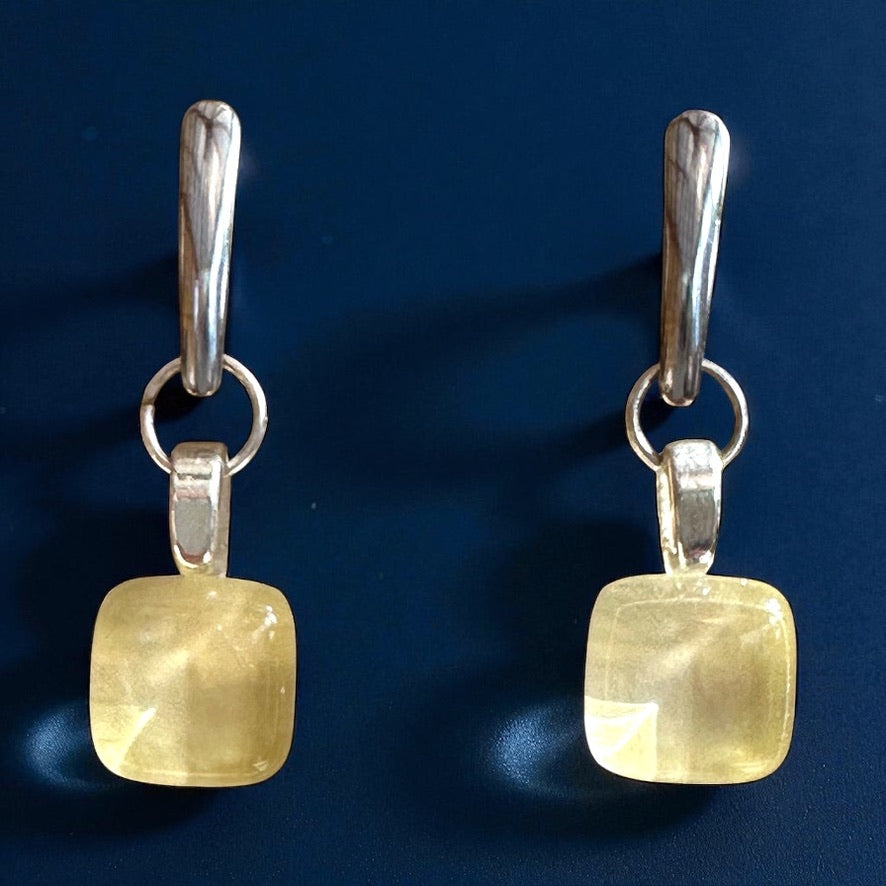 Minimal Square Bar Stud Earrings, Yellows