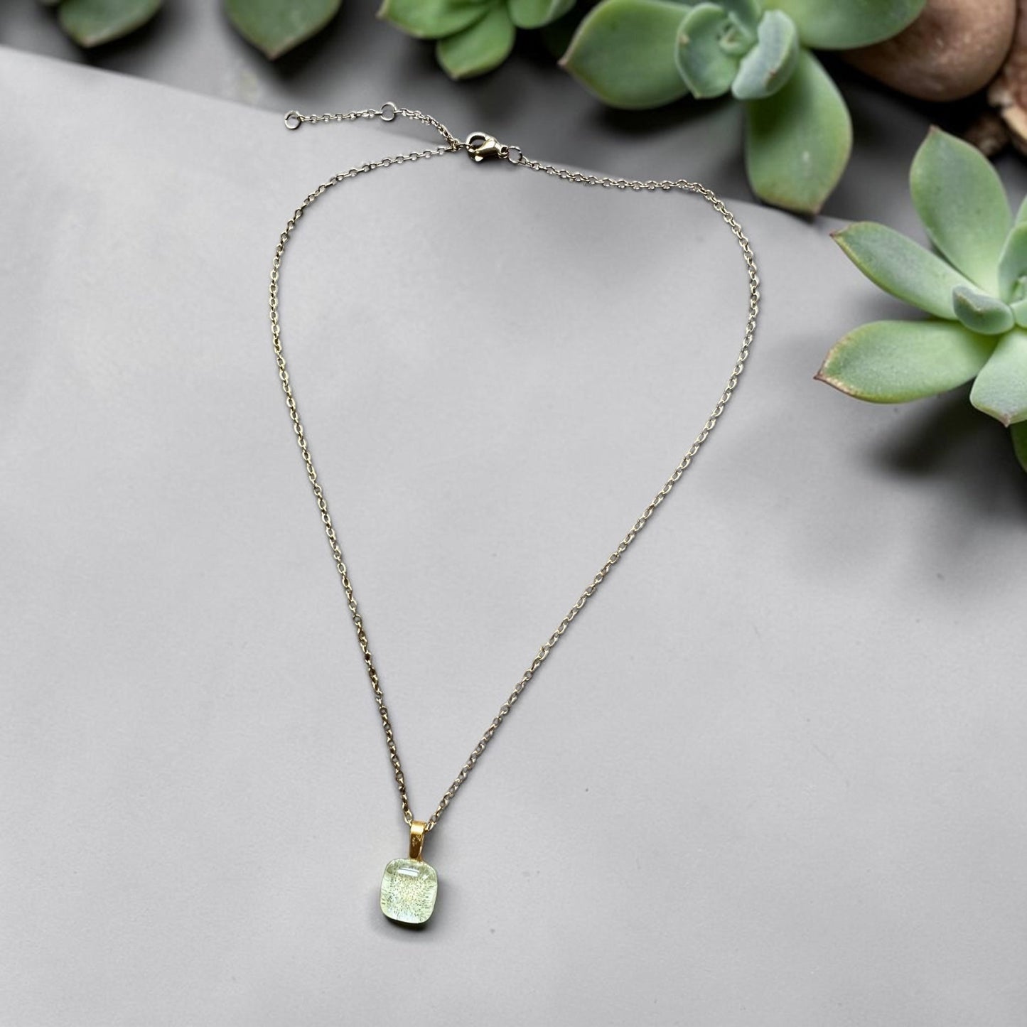 Shimmery Glass Pendant Necklace — Champagne, Petite - Necklace - Eclectic Blue Studio