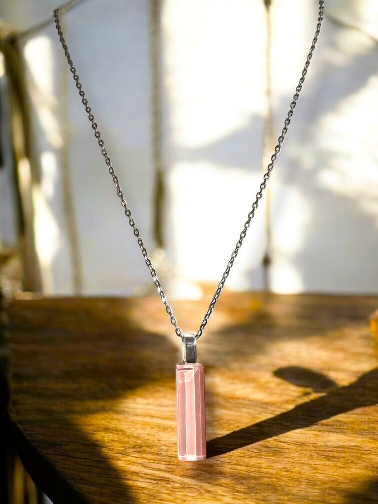 Minimal Glass Bar Pendant, Pink