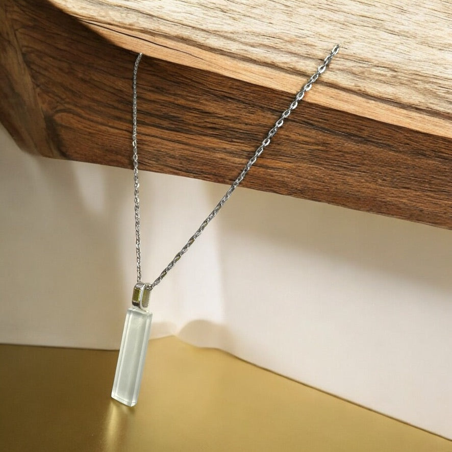 Minimal Glass Bar Pendant, White
