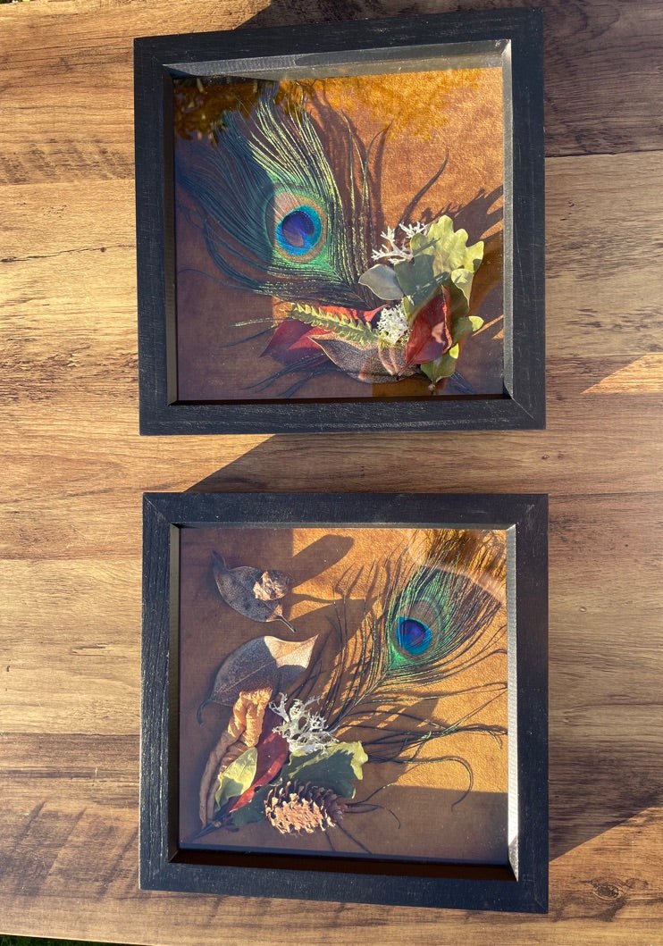 Peacock & Velvet Still Natures — Framed Botanical Art - Visual Artwork - Eclectic Blue Studio