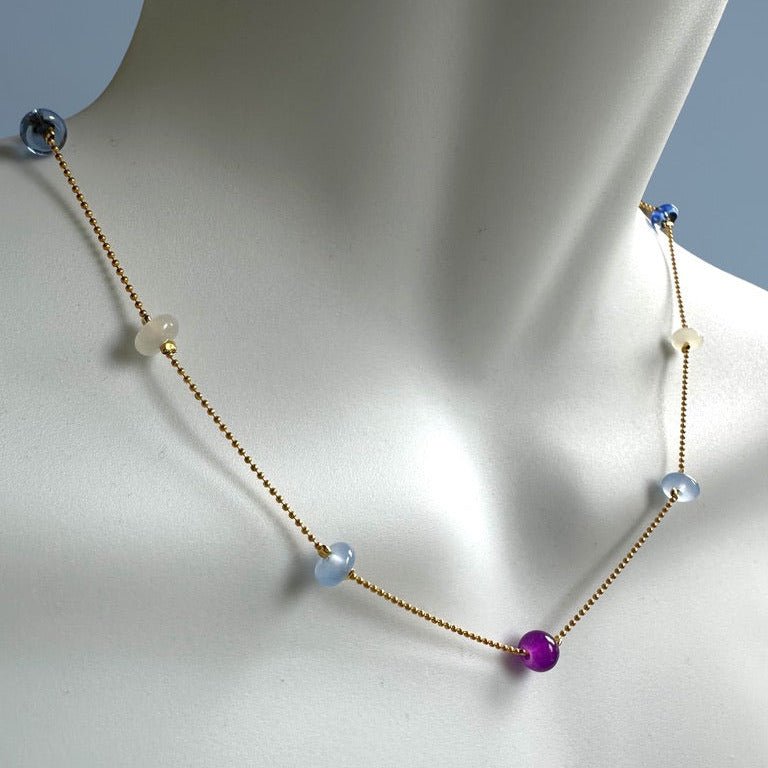 Delicate Glass Bead Constellation Necklace — Purple & Blue - Necklace - Eclectic Blue Studio