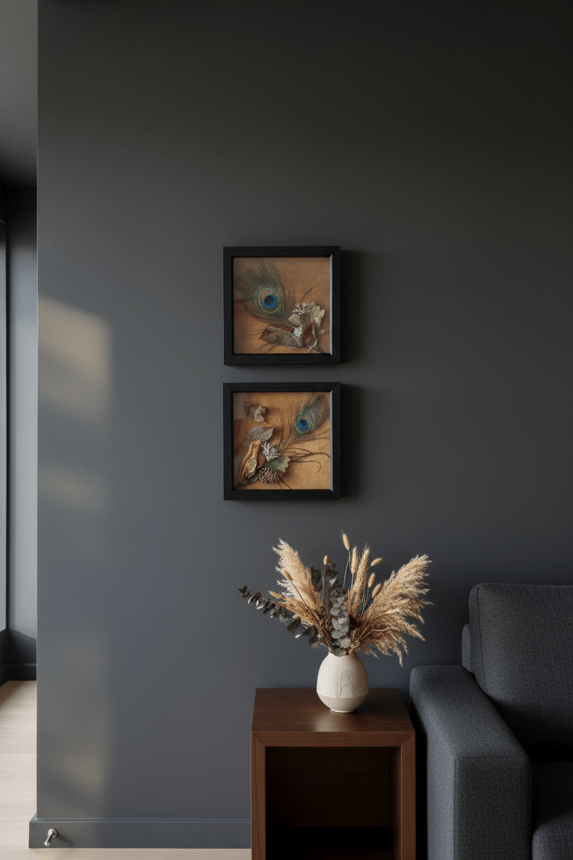 Peacock & Velvet Still Natures — Framed Botanical Art - Visual Artwork - Eclectic Blue Studio