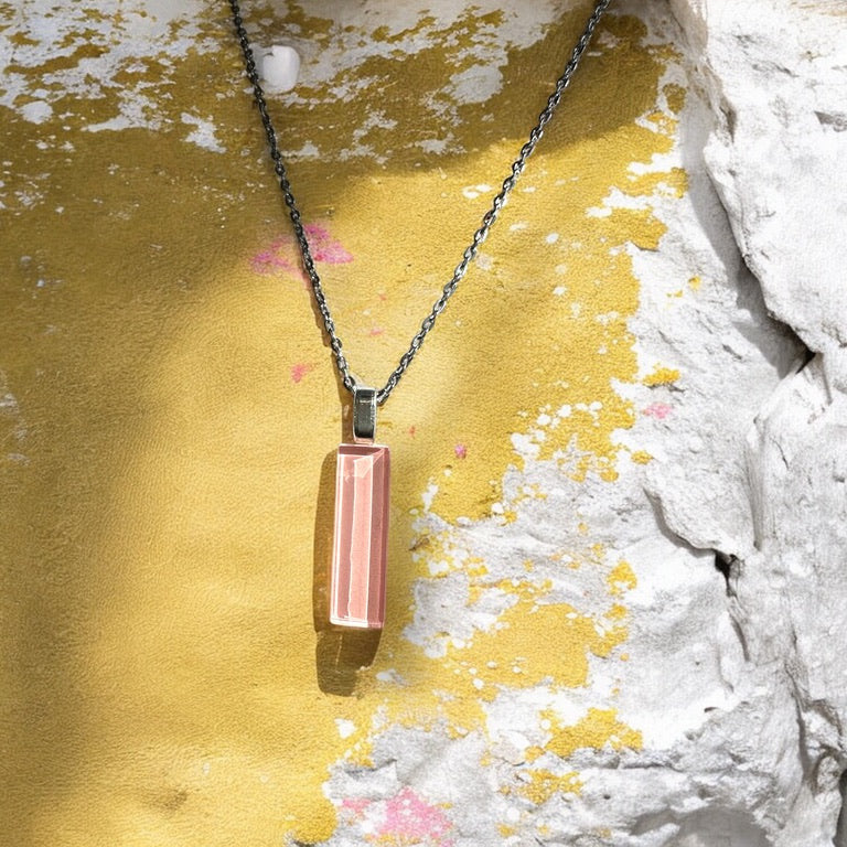 Minimal Glass Bar Pendant, Pink
