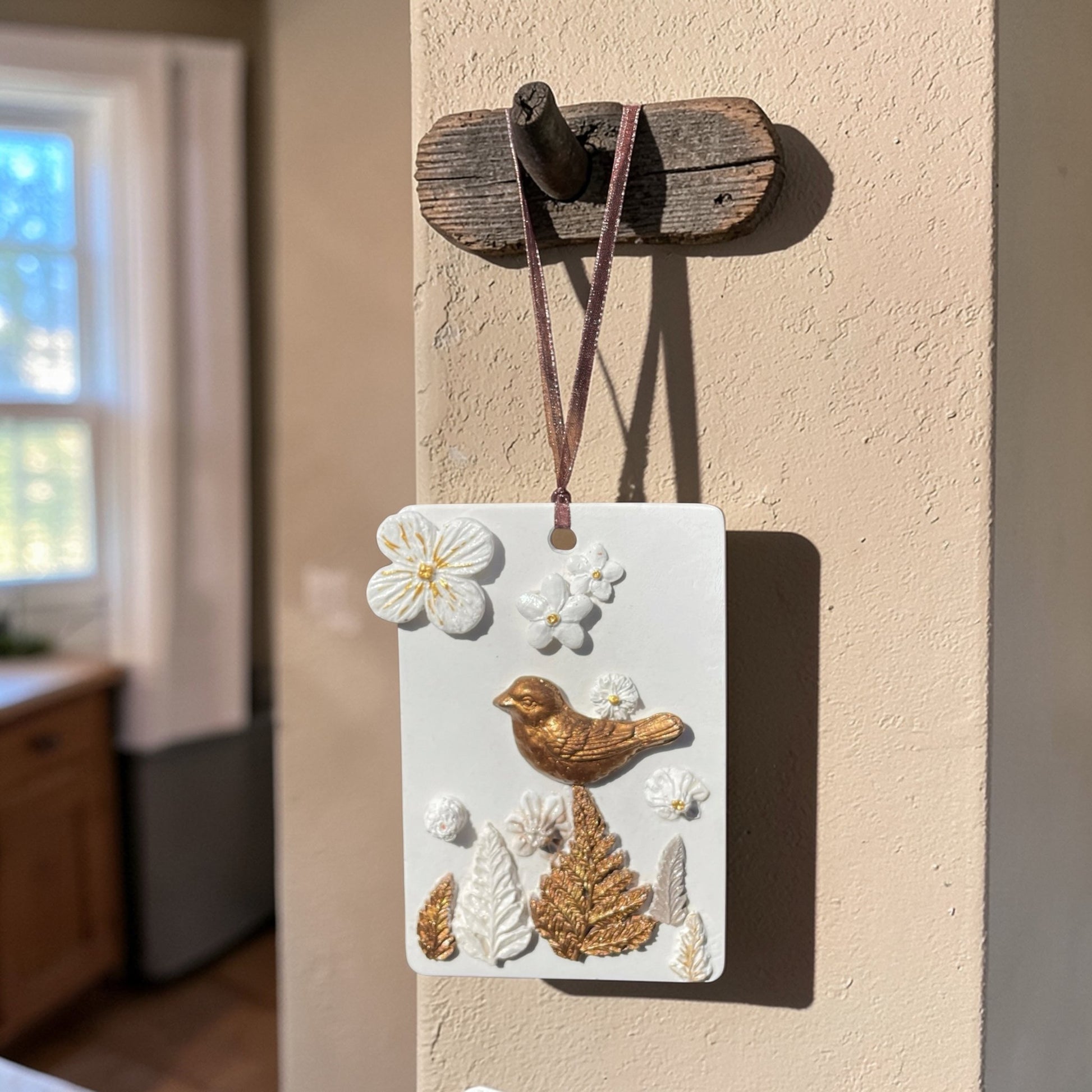 Little Golden Bird — Botanical Cast Wall Hanging - Wall Hanging - Eclectic Blue Studio