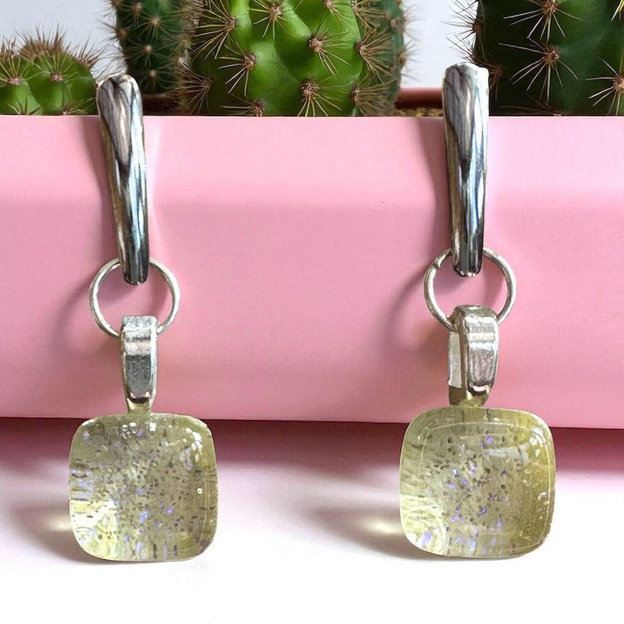 Minimal Square Bar Stud Earrings, Yellows