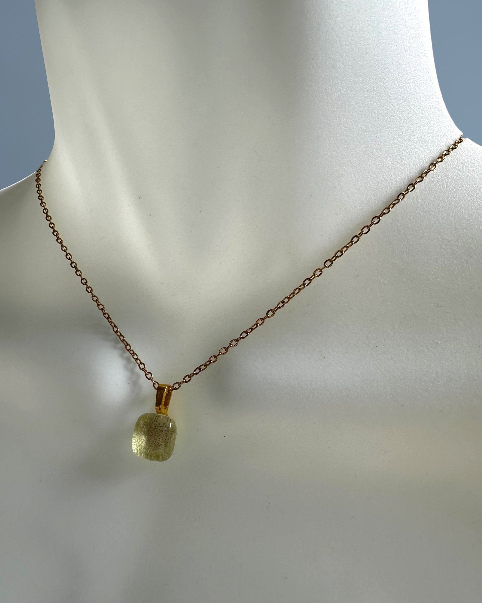 Shimmery Glass Pendant Necklace — Champagne, Petite - Necklace - Eclectic Blue Studio