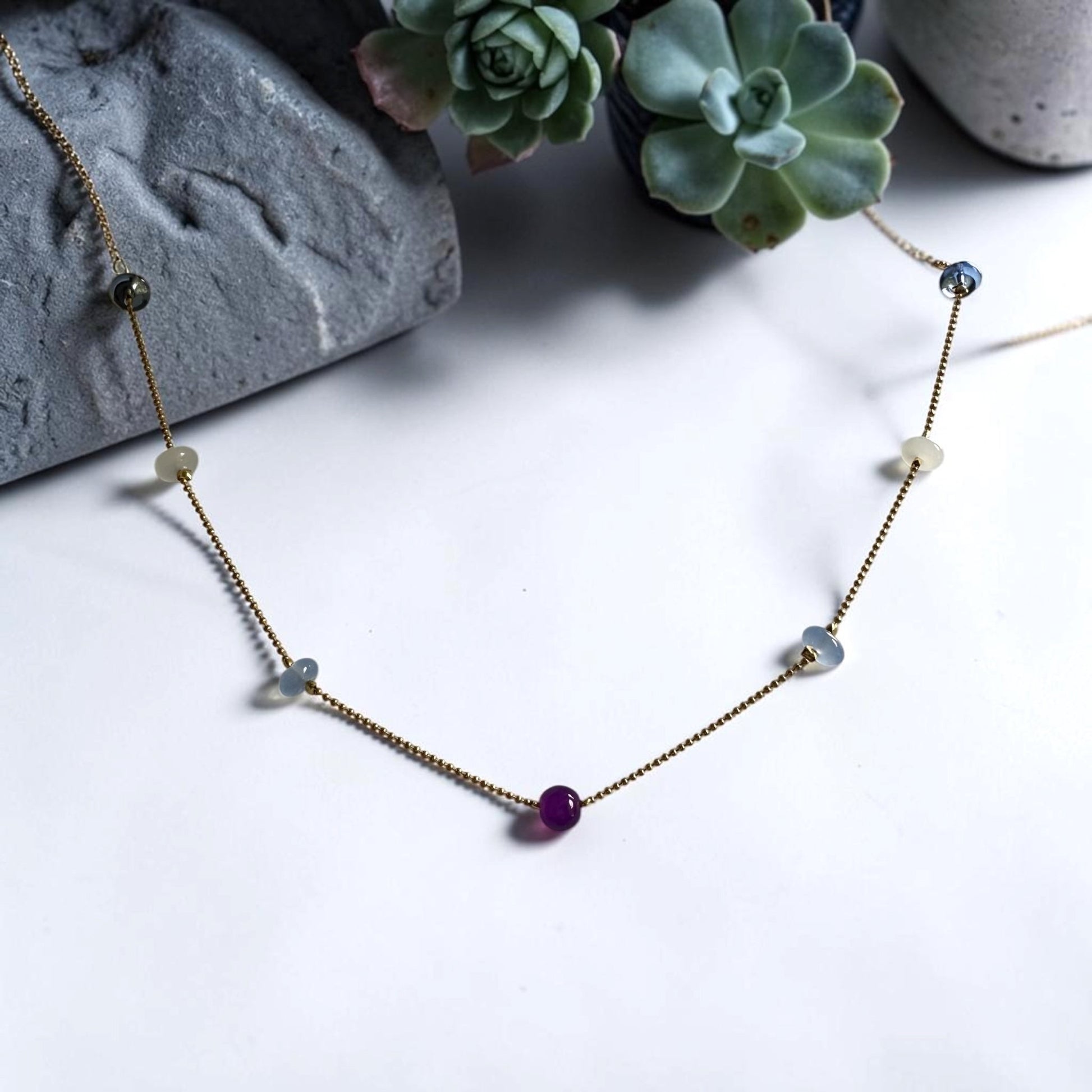 Delicate Glass Bead Constellation Necklace — Purple & Blue - Necklace - Eclectic Blue Studio