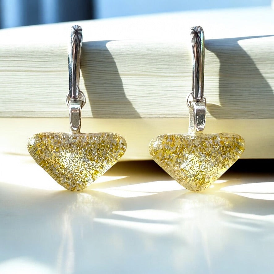 Minimal Glass Triangle Bar Stud Earrings, Yellows