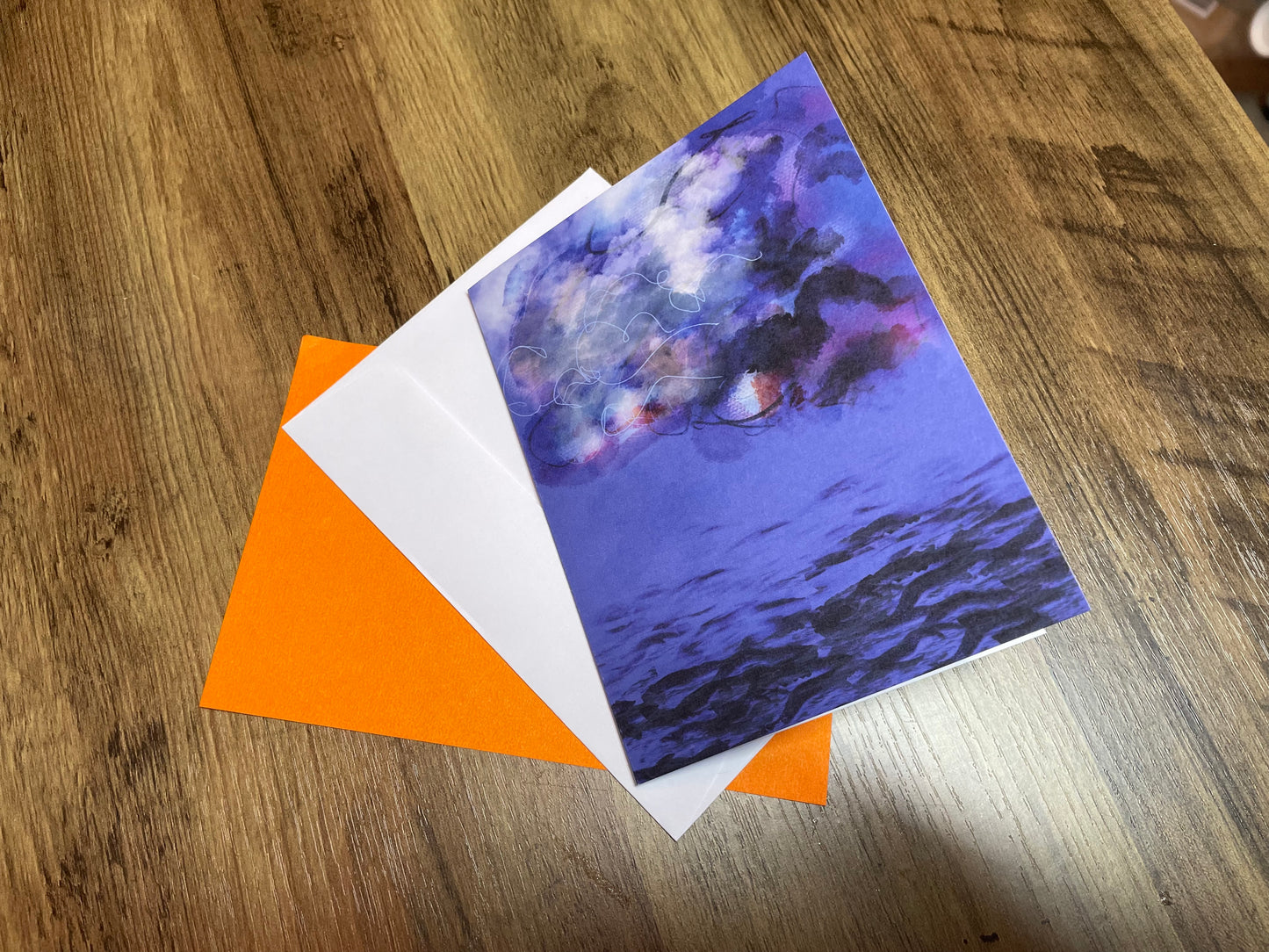 'Storm Over the Sea' - Impermanence & Courage Poetry Card | Original Illustrated Verse