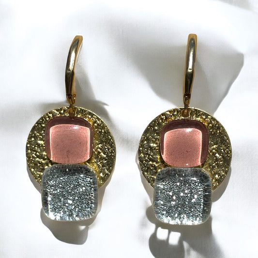 Radiant Dangle Earrings, Pale Pink & Silver