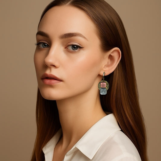 Radiant Dangle Earrings, Pale Pink & Silver