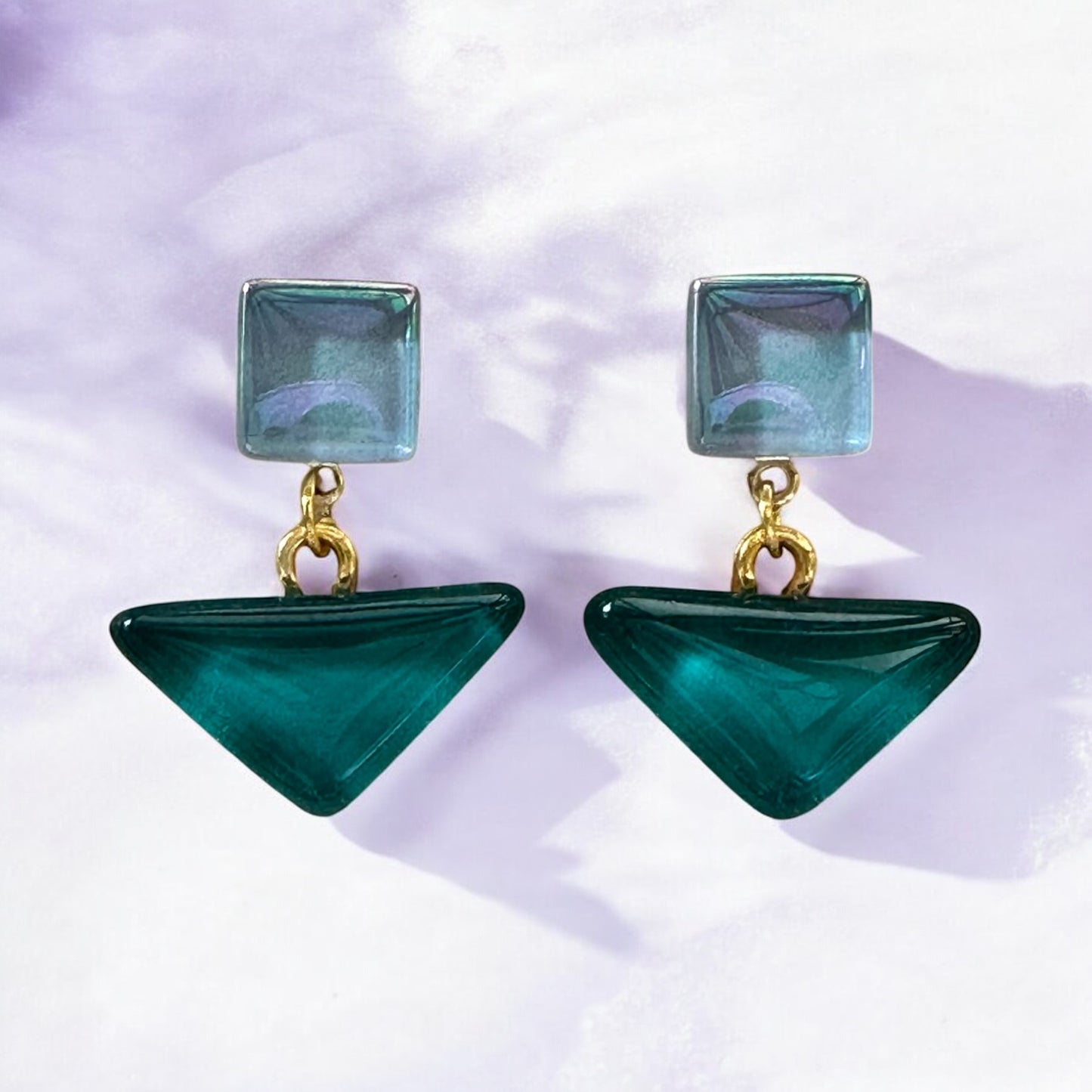 Triangle & Square Glass Stud Earrings