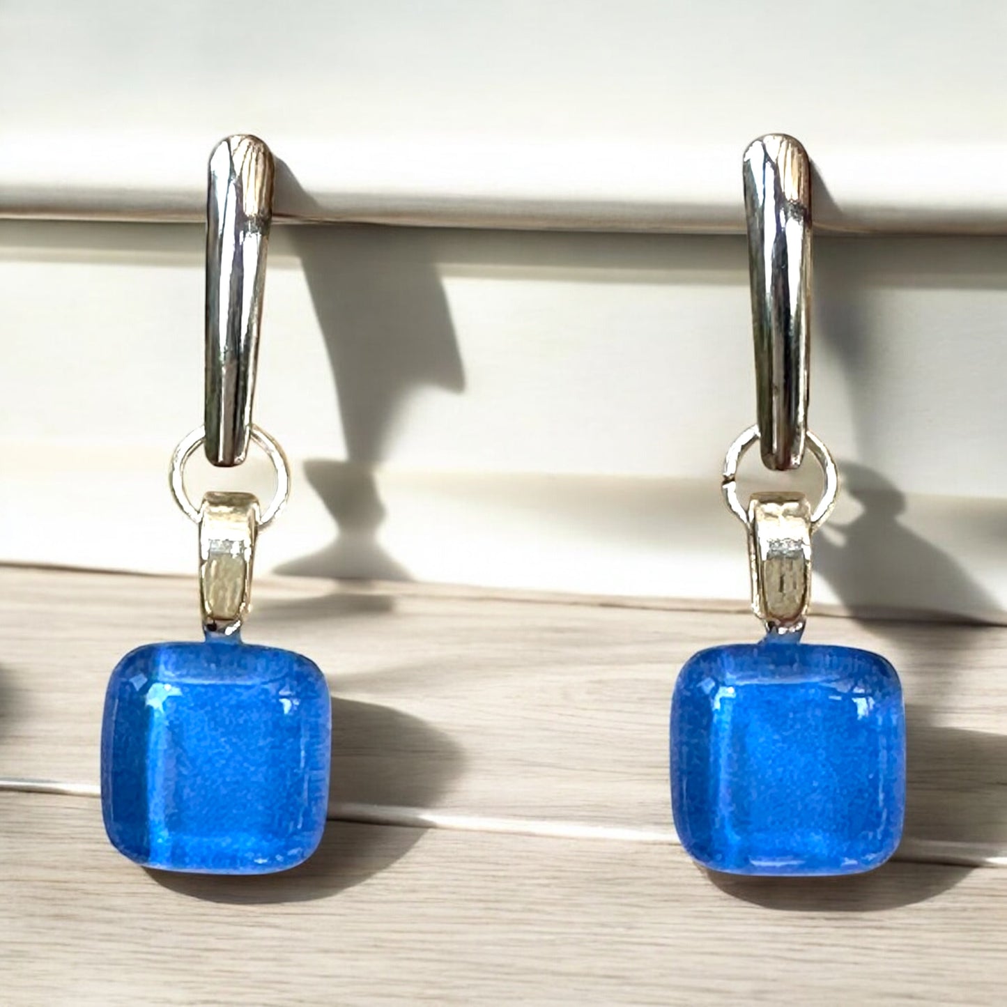 Minimal Square Bar Stud Earrings, Blues